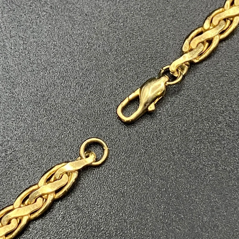 Vintage Braided Chain Necklace Gold Tone Chunky Layering 17in
